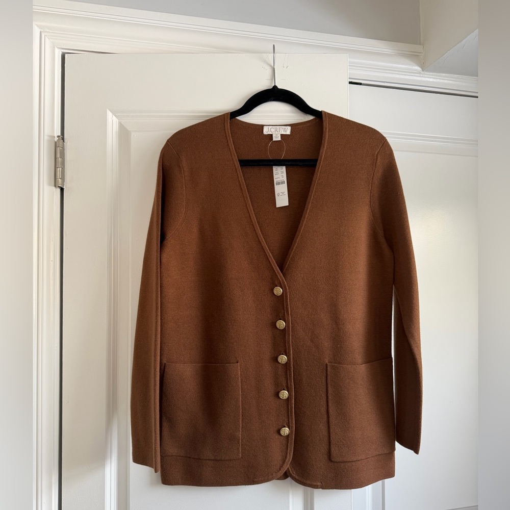 J. Crew Brown Button-Front V-Neck Cardigan